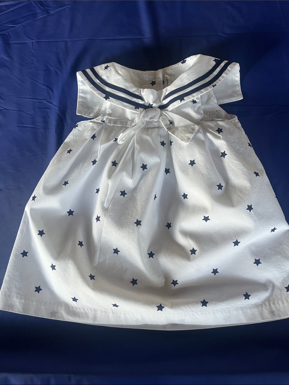 Janie and Jack White Dress with Navy Star Print and Sailor Collar